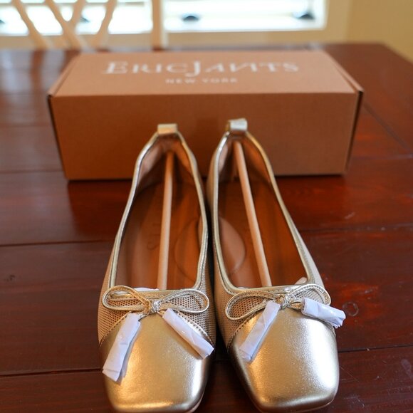 Eric Javits - Parris Gold Leather Ballet Flats Women's Size 6.5 - Picture 2 of 7